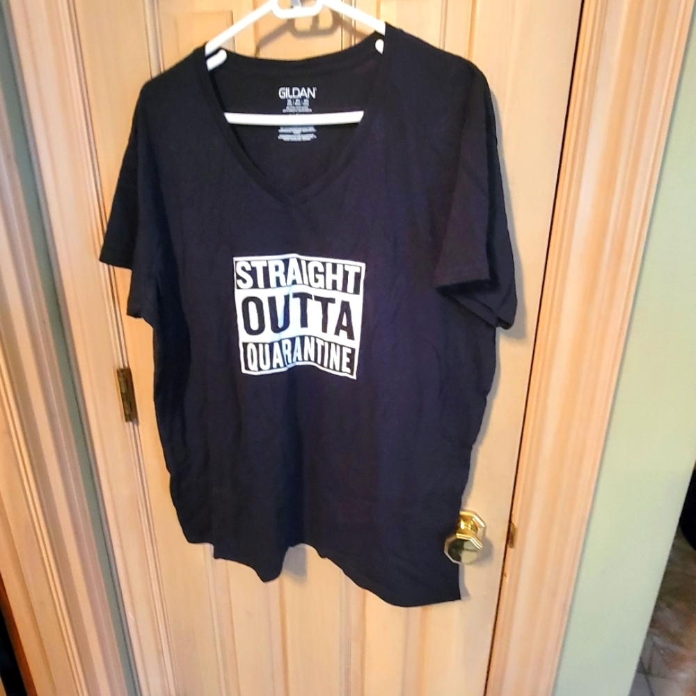 NWOT Womens Plus sz 2X Straight Outta Quarantine Tshirt Shirt